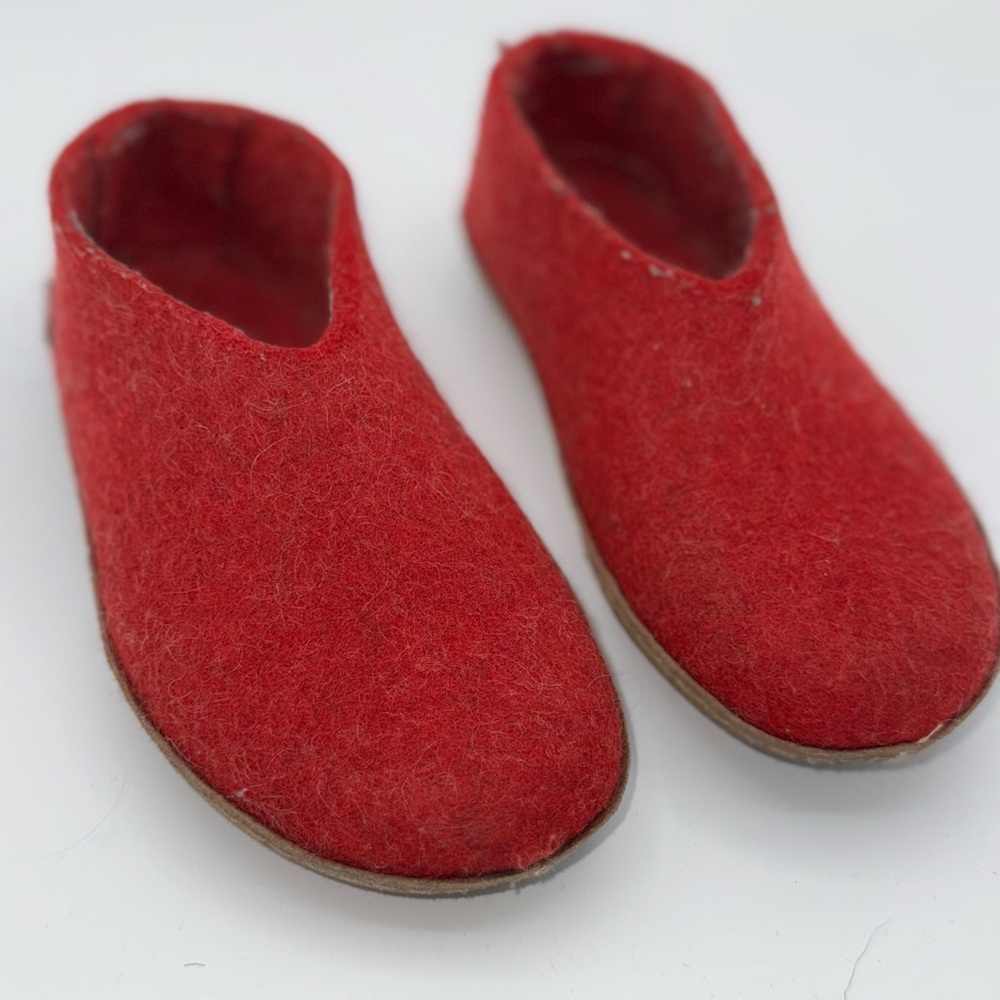 Kids Glerups Red Felt Slippers